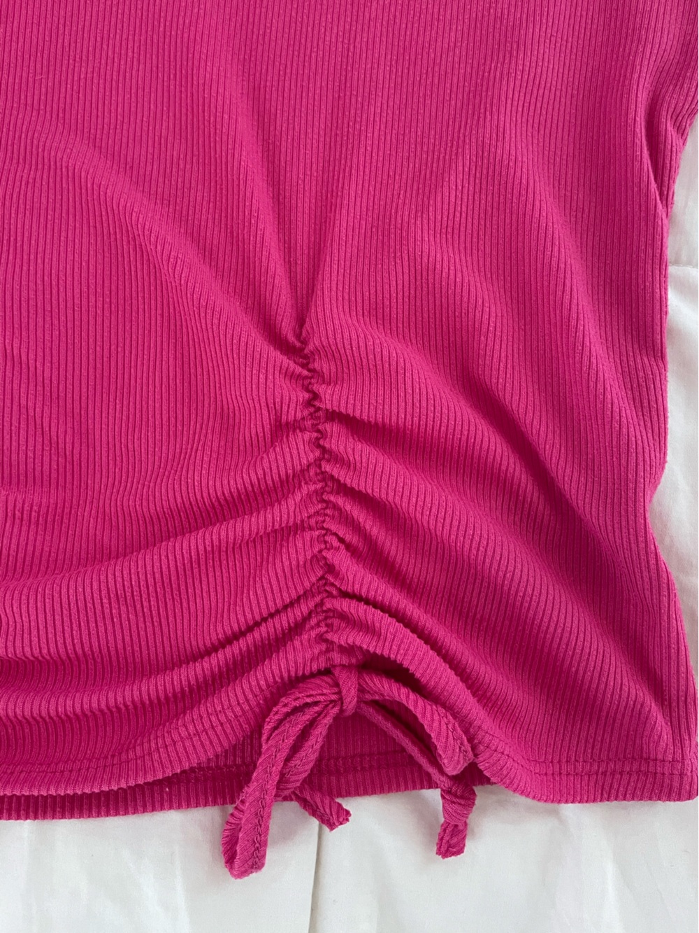YMI Hot Pink Ribbed Ruched Top - Picture 2 of 4